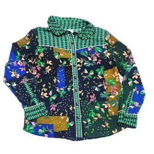 Cabi Bronco Western blouse Green patchwork women's medium